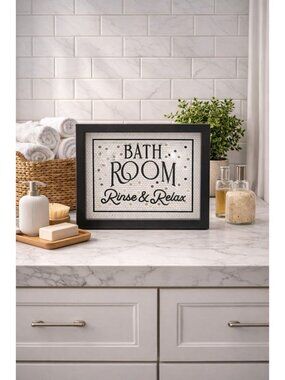 New Black White Subway Tile New York Rise & Relax Bathroom Wall Art Wall Decor